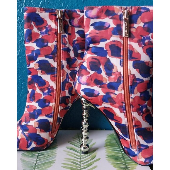 Cape Robbin Metal Heel Blue Pink Print Pointy Toe Ankle Boots Shawna Sz 7.5 - Picture 4 of 6